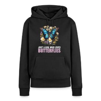 papillon papillons papillon papillon - Sweat à capuche Premium bio Femme - noir - Devant - Julia (174cm)