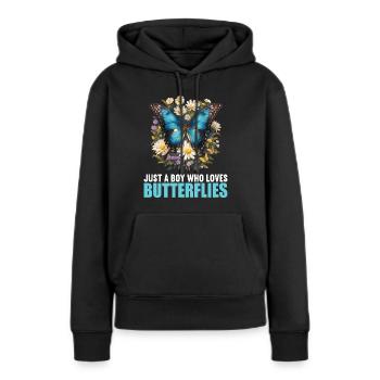 papillon papillons papillon papillon - Sweat à capuche Premium bio Femme - noir - Devant - Julia (174cm)