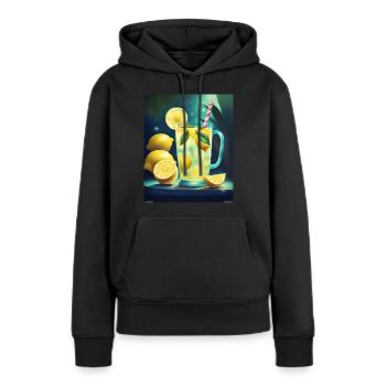 Pichet de limonade en verre - Sweat à capuche Premium bio Femme - noir - Devant - Julia (174cm)