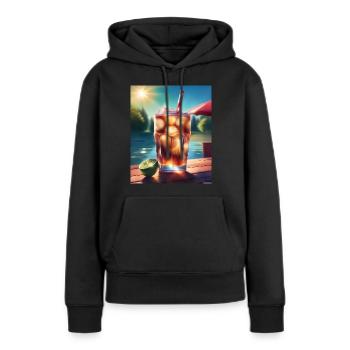 Boisson froide au cola - Sweat à capuche Premium bio Femme - noir - Devant - Julia (174cm)