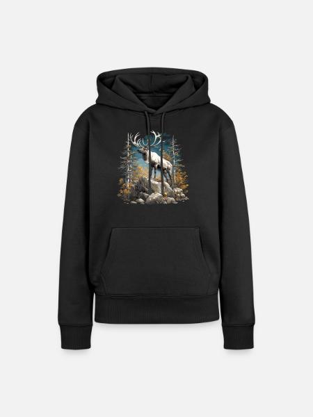 Caribou Karibus Karibu - Frauen Premium Bio Hoodie - Schwarz