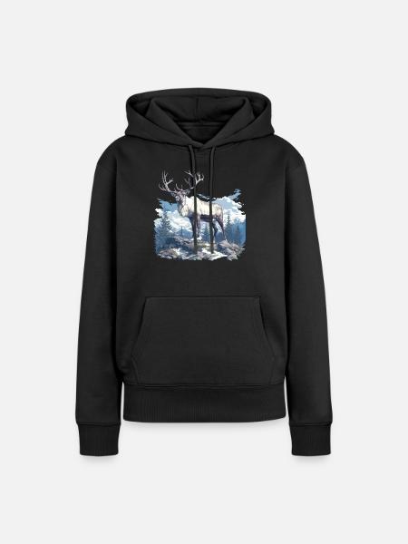 Caribou Karibus Karibu - Frauen Premium Bio Hoodie - Schwarz