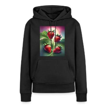Quatre délicieuses fraises - Sweat à capuche Premium bio Femme - noir - Devant - Julia (174cm)