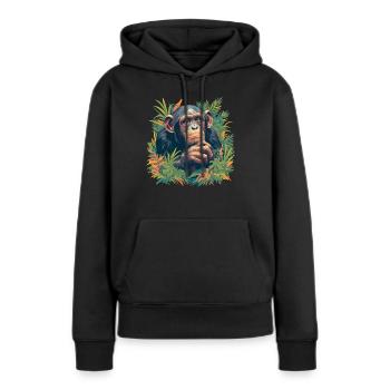 Chimpanzee Schimpansen Schimpanse - Frauen Premium Bio Hoodie - Schwarz - Vorne - Julia (174cm)