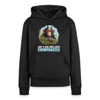 Chimpanzee Schimpansen Schimpanse - Frauen Premium Bio Hoodie - Schwarz - Vorne - Julia (174cm)