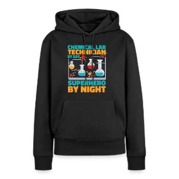 Assistant de laboratoire chimique - Sweat à capuche Premium bio Femme - noir - Devant - Julia (174cm)