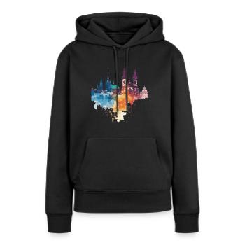 Élan - Sweat à capuche Premium bio Femme - noir - Devant - Julia (174cm)