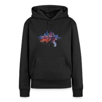 Warschau - Frauen Premium Bio Hoodie - Schwarz - Vorne - Julia (174cm)