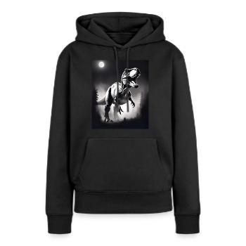 T-rex noir et blanc - Sweat à capuche Premium bio Femme - noir - Devant - Julia (174cm)