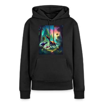 Conception de t-shirt dinosaures graphiques colorés - Sweat à capuche Premium bio Femme - noir - Devant - Julia (174cm)