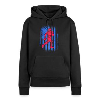Football américain États-Unis Joueurs de football Hommes - Sweat à capuche Premium bio Femme - noir - Devant - Julia (174cm)