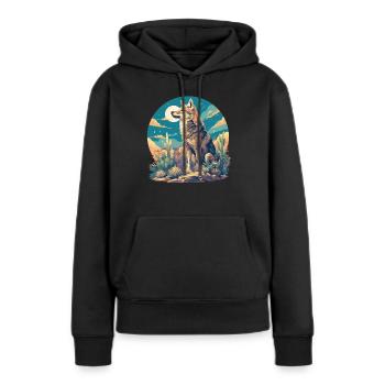 Coyotes Coyote - Sweat à capuche Premium bio Femme - noir - Devant - Julia (174cm)