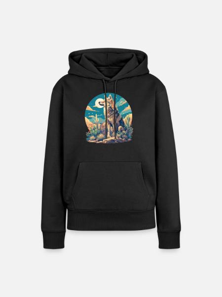 Kojoten Kojote - Frauen Premium Bio Hoodie - Schwarz