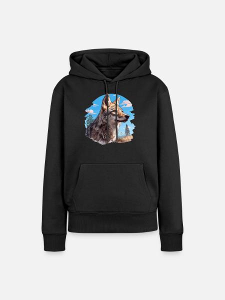 Kojoten Kojote - Frauen Premium Bio Hoodie - Schwarz