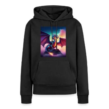 Dragon sur une falaise - Sweat à capuche Premium bio Femme - noir - Devant - Julia (174cm)