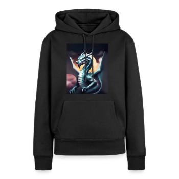 Dragon gris - Sweat à capuche Premium bio Femme - noir - Devant - Julia (174cm)