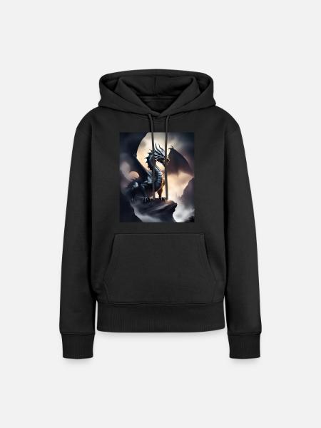 Dunkler Schattendrache - Frauen Premium Bio Hoodie - Schwarz
