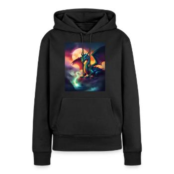 Dragon magique - Sweat à capuche Premium bio Femme - noir - Devant - Julia (174cm)