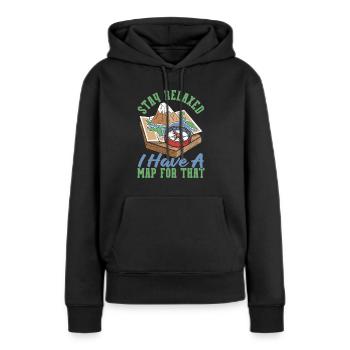 Géographe de géographie - Sweat à capuche Premium bio Femme - noir - Devant - Julia (174cm)