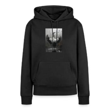 Grues Grues - Sweat à capuche Premium bio Femme - noir - Devant - Julia (174cm)