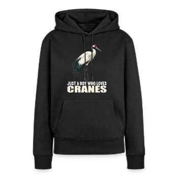 Kraniche Kranich - Frauen Premium Bio Hoodie - Schwarz - Vorne - Julia (174cm)