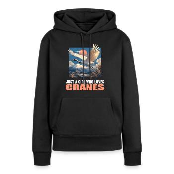 Grues Grues - Sweat à capuche Premium bio Femme - noir - Devant - Julia (174cm)