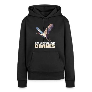 Kraniche Kranich - Frauen Premium Bio Hoodie - Schwarz - Vorne - Julia (174cm)