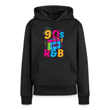 90's R Et B Classique Années 90 Rétro Vintage Années 90 Rnb - Sweat à capuche Premium bio Femme - noir - Devant - Julia (174cm)