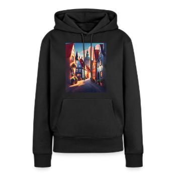 Une promenade dans une ville du Danemark - Sweat à capuche Premium bio Femme - noir - Devant - Julia (174cm)