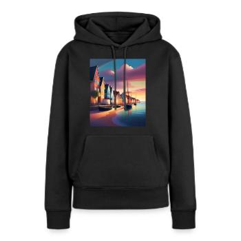 Port de la ville de Denmark - Sweat à capuche Premium bio Femme - noir - Devant - Julia (174cm)