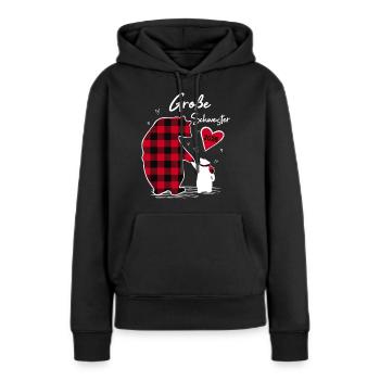 Grande Sœur Ours 2026 - Sweat à capuche Premium bio Femme - noir - Devant - Julia (174cm)