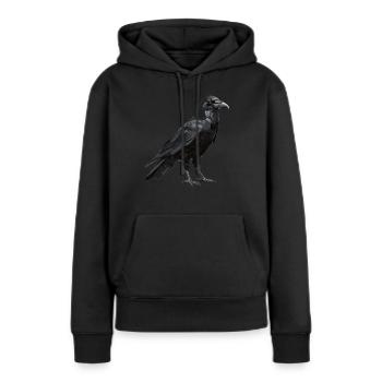Corbeaux Corbeaux - Sweat à capuche Premium bio Femme - noir - Devant - Julia (174cm)