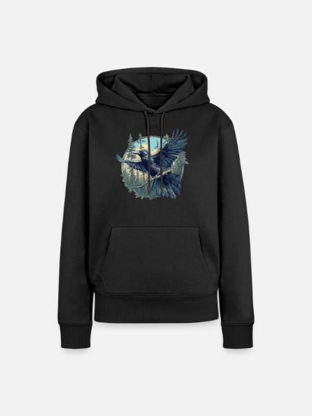 Krähen Krähe - Frauen Premium Bio Hoodie - Schwarz