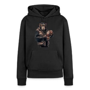 Football de chimpanzé - Sweat à capuche Premium bio Femme - noir - Devant - Julia (174cm)