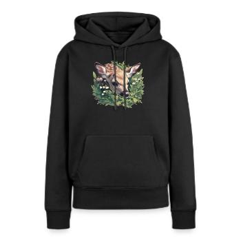 Cerf Cerf - Sweat à capuche Premium bio Femme - noir - Devant - Julia (174cm)