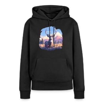 Cerf Cerf - Sweat à capuche Premium bio Femme - noir - Devant - Julia (174cm)