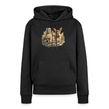Cerf Cerf - Sweat à capuche Premium bio Femme - noir - Devant - Julia (174cm)