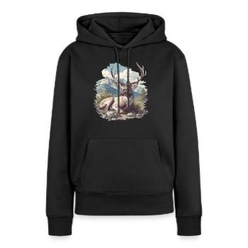 Cerf Cerf - Sweat à capuche Premium bio Femme - noir - Devant - Julia (174cm)