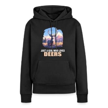 Cerf Cerf - Sweat à capuche Premium bio Femme - noir - Devant - Julia (174cm)