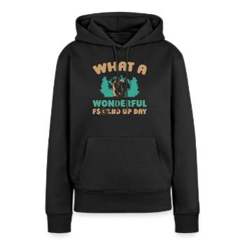 Bär Braunbär Fucked Up Day - Frauen Premium Bio Hoodie - Schwarz - Vorne - Julia (174cm)
