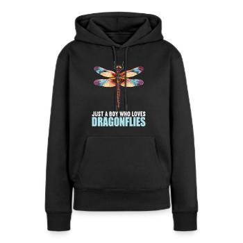 Libellen Libelle - Frauen Premium Bio Hoodie - Schwarz - Vorne - Julia (174cm)