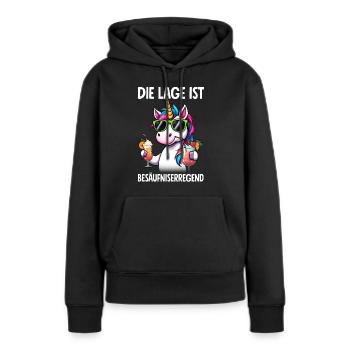 La situation est l’ivresse - Sweat à capuche Premium bio Femme - noir - Devant - Julia (174cm)