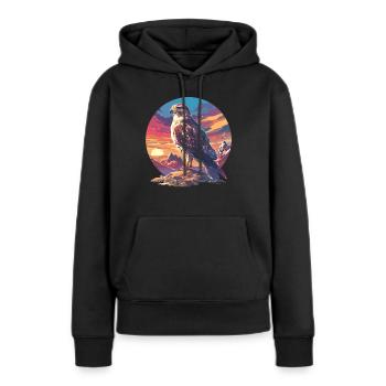 Faucon Faucon - Sweat à capuche Premium bio Femme - noir - Devant - Julia (174cm)