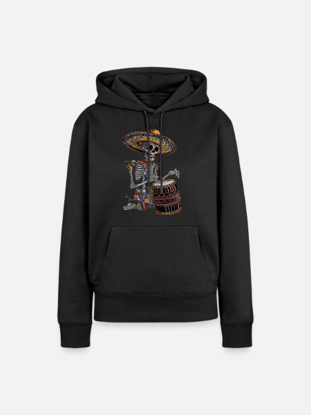 Mexican Skeleton Drums - Women’s Premium Organic Hoodie - black