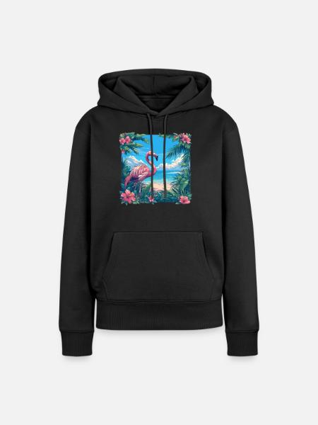 Flamingos Flamingo - Frauen Premium Bio Hoodie - Schwarz