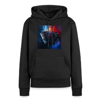 Accordéon - Sweat à capuche Premium bio Femme - noir - Devant - Julia (174cm)