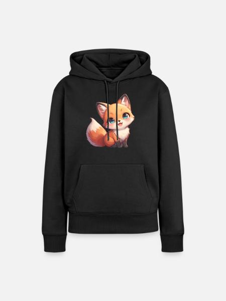 Füchse Fuchs - Frauen Premium Bio Hoodie - Schwarz