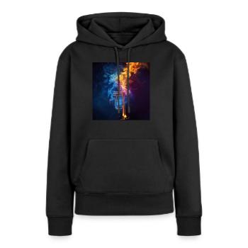 Trompete - Frauen Premium Bio Hoodie - Schwarz - Vorne - Julia (174cm)