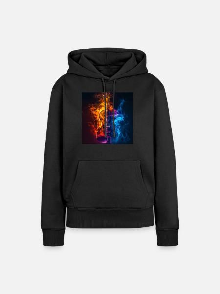 Violine - Frauen Premium Bio Hoodie - Schwarz
