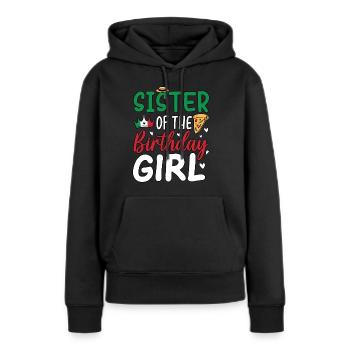 Sœur de la fille d’anniversaire - Sweat à capuche Premium bio Femme - noir - Devant - Julia (174cm)